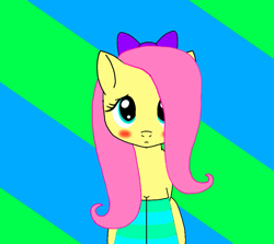 Size: 861x768 | Tagged: safe, artist:coolgear10, fluttershy (mlp), equine, fictional species, mammal, pegasus, pony, feral, friendship is magic, hasbro, my little pony, adorasexy, blushing, bow, clothes, cute, cyan eyes, female, hair, hair bow, legwear, male, mane, mare, sexy, simple background, socks, solo, solo female, striped clothes, striped legwear, stupid sexy fluttershy