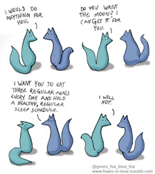 Size: 1078x1204 | Tagged: safe, artist:foxes-in-love, canine, fox, mammal, feral, comic:foxes in love, 2019, ambiguous gender, duo, english text, text