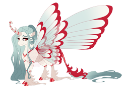 Size: 5000x3500 | Tagged: safe, artist:gigason, oc, oc only, oc:cardinal, equine, hybrid, mammal, pony, feral, friendship is magic, hasbro, my little pony, 2024, absurd resolution, changepony, colored wings, curved horn, female, hair, hooves, horn, insect wings, mane, multicolored wings, offspring, parent:pharynx (mlp), parent:princess celestia (mlp), parents:pharlestia (mlp), simple background, solo, solo female, tail, transparent background, unshorn fetlocks, wings