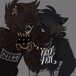 Size: 2048x2048 | Tagged: safe, artist:shilo_dog, canine, dog, mammal, anthro, 1:1, duo, duo male, emo, high res, male, males only
