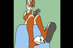 Size: 547x357 | Tagged: suggestive, artist:donson696, anthro, plantigrade anthro, animated, dominant, feet, fetish, flip flops, foot fetish, gif, humiliation, low res