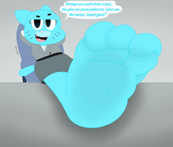 Size: 2080x1772 | Tagged: safe, artist:harmonybunny, nicole watterson (tawog), anthro, plantigrade anthro, cartoon network, the amazing world of gumball, barefoot, feet, fetish, foot fetish, foot focus, soles, toes