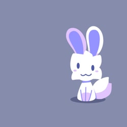 Size: 720x720 | Tagged: safe, artist:artifyber, lagomorph, mammal, rabbit, feral, 1:1, :3, ambiguous gender, blue background, minimalistic art, silly, simple background, smiling, solo, solo ambiguous