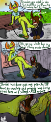 Size: 1185x2838 | Tagged: suggestive, artist:fetishsketches, thorax (mlp), cervid, deer, mammal, friendship is magic, hasbro, my little pony, blushing, bus, comic, dominant, dominant male, feet, fetish, flip flops, foot fetish, foot focus, foot in mouth, foot on face, foot slave, foot worship, humiliation, leashed, licking, licking foot, male, males only, park bench, smelling, soles, submissive, submissive male, sweaty feet, text, toe sucking, toes, tongue, tongue out