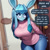 Size: 3260x3240 | Tagged: safe, artist:thyhsilverfeet, eeveelution, fictional species, glaceon, mammal, anthro, nintendo, pokémon, 2024, big breasts, blue sclera, blushing, breasts, clothes, colored sclera, detailed background, dialogue, digital art, door, ears, eyelashes, female, fur, glasses, hair, looking at you, panties, shirt, smiling, smiling at you, solo, solo female, speech bubble, tail, talking, talking to viewer, text, thighs, topwear, underwear, wide hips