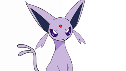 Size: 1280x720 | Tagged: safe, artist:honeybirdseed, eeveelution, espeon, fictional species, mammal, umbreon, feral, nintendo, pokémon, 2024, 2d, 2d animation, ambiguous gender, ambiguous only, angry, animated, black eyes, black nose, blue belly, colored sclera, duo, duo ambiguous, fangs, fur, gif, multicolored body, multicolored fur, one eye closed, open mouth, purple body, purple eyes, purple fur, red sclera, sharp teeth, simple background, striped body, striped fur, teeth, two toned body, two toned fur, white background