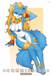 Size: 2793x4096 | Tagged: safe, artist:magu_mm_0824, canine, mammal, wolf, anthro, 2024, big breasts, bikini, breasts, clothes, female, heterochromia, solo, solo female, swimsuit, tail, thick thighs, thighs, wide hips