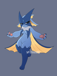 Size: 2048x2732 | Tagged: safe, artist:clouwly, eeveelution, fictional species, hybrid, mammal, meowscarada, vaporeon, anthro, digitigrade anthro, nintendo, pokémon, spoiler:pokémon gen 9, spoiler:pokémon scarlet and violet, 2023, breasts, digital art, ears, eyelashes, female, fins, fur, hair, looking at you, mask, simple background, solo, solo female, starter pokémon, tail, thighs, wide hips