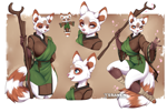 Size: 1341x900 | Tagged: safe, artist:teranen, master shifu (kung fu panda), mammal, red panda, anthro, dreamworks animation, kung fu panda, 2024, big breasts, big tail, breasts, female, reference sheet, rule 63, solo, solo female, staff, tail, thick thighs, thighs, wide hips