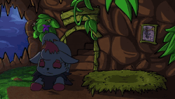 Size: 1920x1080 | Tagged: safe, artist:spyrook, audino, fictional species, mammal, zorua, feral, semi-anthro, nintendo, pokémon, pokémon mystery dungeon, 2024, 2d, 2d animation, animated, bedroom eyes, building, butt, dancing, detailed background, digital art, ears, eyelashes, hair, house, indoors, loading, lying down, nest, open mouth, pokémon mystery dungeon: explorers, rear view, russian, sharp teeth, short tail, sleeping, sound, swirly eyes, tail, teeth, tired, tongue, voice acting, wake up, webm