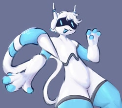 Size: 1488x1313 | Tagged: safe, artist:sparrow_134, cat, feline, fictional species, mammal, robot, anthro, featureless crotch, male, nudity, solo, solo male