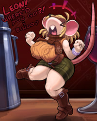 Size: 1950x2439 | Tagged: safe, artist:astupidjerk, ashley graham (resident evil), mammal, mouse, rodent, anthro, capcom, resident evil, 2024, anthrofied, belly button, big breasts, boots, bottomwear, bracelet, breasts, buckteeth, clothes, detailed background, dialogue, digital art, ears, eyelashes, eyes closed, female, footwear, fur, hair, jewelry, looking at you, micro, mini skirt, moushley, open mouth, shirt, shoes, shorts, shortstack, solo, solo female, species swap, sweater, sweater puppies, tail, talking, teeth, thick thighs, thighs, tongue, topwear, wide hips, wine glass, yelling