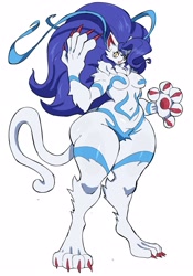 Size: 2075x2962 | Tagged: suggestive, artist:cyberlord1109, felicia (darkstalkers), cat, feline, mammal, anthro, digitigrade anthro, capcom, darkstalkers, 2024, anthrofied, belly button, breasts, claws, digital art, ears, eyelashes, featureless breasts, featureless crotch, female, fur, hair, looking at you, open mouth, open smile, simple background, smiling, smiling at you, solo, solo female, tail, thighs, tongue, white background, wide hips