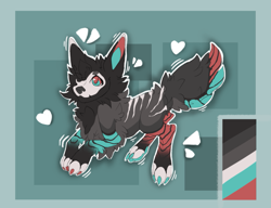 Size: 1189x914 | Tagged: safe, artist:w4en, oc, oc only, canine, mammal, feral, abstract background, ambiguous gender, border, color palette, fur, gray body, gray fur, multicolored body, multicolored fur, reference sheet, solo