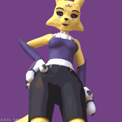 Size: 800x800 | Tagged: suggestive, artist:evilsprite, fictional species, renamon, anthro, digimon, 1:1, animated, big feet, clothes, crop top, dominant, dominant female, feet, female, fetish, foot fetish, foot focus, foot on face, gif, macro, micro, pov, sole, stirrups, stomping, submissive pov, toes, topwear, trampling, underfoot
