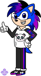 Size: 697x1280 | Tagged: safe, artist:mrstheartist, oc, oc only, oc:soneb the hedgehog, hedgehog, mammal, anthro, plantigrade anthro, sega, sonic the hedgehog (series), 2024, black nose, black outline, blue body, clothes, digital art, hoodie, male, males only, medibang paint, redesign, simple background, solo, solo male, tail, thumbs up, topwear, transparent background, video game