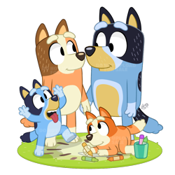 Size: 1000x1000 | Tagged: safe, artist:dm29, bandit heeler (bluey), bingo heeler (bluey), bluey heeler (bluey), chilli heeler (bluey), australian cattle dog, canine, dog, mammal, semi-anthro, bluey (series), 1:1, 2024, daughter, digital art, ears, eyebrows, eyelashes, father, father and child, father and daughter, female, fur, husband, husband and wife, looking at each other, male, mature, mature female, mature male, mother, mother and daughter, siblings, simple background, sister, sisters, tail, thighs, transparent background, wife, young