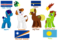 Size: 2276x1556 | Tagged: safe, artist:cubasandwichpl, oc, oc only, equine, mammal, pony, hasbro, my little pony, cape verde, flag, hetalia, marshall islands, nauru, palau