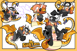 Size: 2500x1680 | Tagged: safe, oc, oc only, reptile, snake, anthro, ambiguous gender, border, reference sheet, solo
