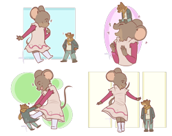 Size: 2920x2306 | Tagged: safe, artist:mister-eeg, celestine (ernest & celestine), ernest (ernest and celestine), bear, mammal, mouse, rodent, anthro, ernest & celestine, female, height swap, male, murine