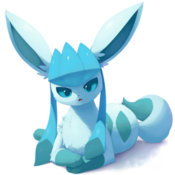 Size: 4072x4072 | Tagged: safe, artist:nevedoodle, eeveelution, fictional species, glaceon, mammal, feral, cc by, creative commons, nintendo, pokémon, 2020, 2d, absurd resolution, ambiguous gender, back marking, big ears, blue body, blue fur, blue sclera, body markings, butt fluff, casual nudity, cheek fluff, chest fluff, colored sclera, complete nudity, cute, ear fluff, ears, fangs, fluff, front view, fur, leg fluff, light blue body, long ears, looking at you, lying down, multicolored body, multicolored fur, multicolored tail, nudity, on side, open mouth, paws, shadow, sharp teeth, simple background, socks (leg marking), solo, solo ambiguous, tail, tail fluff, teeth, tongue, two toned body, two toned fur, two toned tail, white background