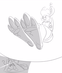 Size: 4000x4700 | Tagged: suggestive, artist:jigglyjuggle, kangaroo, mammal, marsupial, mouse, rodent, abuse, big feet, bottomwear, clothes, crush fetish, crushing, degradation, dominant, dominant female, female, females only, fetish, foot fetish, foot focus, humiliation, macro, micro, pain, paw fetish, paw focus, paw pads, paws, short shorts, shorts, skimpy outfit, soles, stomping, submissive, submissive female, sunbathing, thighs, toes, trampling