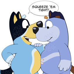 Size: 1500x1500 | Tagged: suggestive, artist:giantboonehusky, bandit heeler (bluey), stripe heeler (bluey), australian cattle dog, canine, dog, mammal, semi-anthro, bluey (series), 1:1, belly, brother, brothers, duo, duo male, male, males only, mature, mature male, siblings