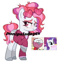 Size: 1113x1149 | Tagged: artist needed, source needed, safe, benson dunwoody (regular show), rarity (mlp), oc, equine, fictional species, mammal, pony, unicorn, semi-anthro, cartoon network, friendship is magic, hasbro, my little pony, regular show, adoptable, animate inanimate, blue eyes, clothes, crossover, cutie mark, fluff, fusion, group, hair, hooves, horn, mane, raised hoof, red eyes, reference inset, shades, signature, simple background, tail, tail fluff, text, transparent background, watermark