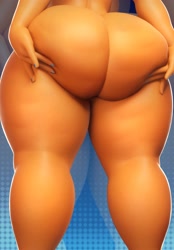 Size: 2085x3000 | Tagged: suggestive, artist:sala3dart, coco bandicoot (crash bandicoot), bandicoot, mammal, marsupial, anthro, plantigrade anthro, crash bandicoot (series), 2024, 3d, ass focus, big butt, brown body, butt, butt focus, butt grab, clothes, digital art, face not visible, female, hand on butt, nudity, panties, plump rump, rear view, solo, solo female, stars, thick thighs, thighs, thong, wide hips