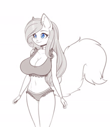 Size: 1787x2061 | Tagged: safe, artist:scorpdk, oc, oc only, cat, feline, mammal, anthro, 2024, belly button, big breasts, bikini, black nose, breasts, cleavage, clothes, digital art, ears, eyelashes, female, fur, hair, simple background, solo, solo female, swimsuit, tail, thighs, white background, wide hips