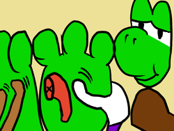 Size: 800x600 | Tagged: safe, artist:wolfmanfur, yoshi (mario), fictional species, yoshi (species), anthro, plantigrade anthro, mario (series), nintendo, barefoot, feet, fetish, foot fetish, foot focus, foot massage, licking, licking foot, soles, toes, tongue, tongue out