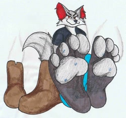 Size: 1946x1822 | Tagged: suggestive, artist:skonczonyidiota, delphox, fictional species, nintendo, pokémon, boots, clothes, dominant, dominant female, female, fetish, foot fetish, foot focus, foot pov, footwear, musk, paw fetish, paw focus, paw pads, paws, shoes, smelly feet, smelly paws, smelly shoes, soles, starter pokémon, sweaty feet, sweaty paws, toes