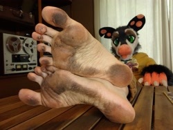 Size: 4096x3072 | Tagged: artist needed, suggestive, dirty feet, dirty soles, feet, feet on table, feet up, fetish, foot fetish, foot focus, foot pov, fursuit, human feet, irl, photo, soles, toes