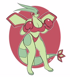 Size: 2728x3000 | Tagged: safe, artist:the_k9_team, fictional species, flygon, anthro, digitigrade anthro, nintendo, pokémon, 2024, belly button, bikini, boxing gloves, breasts, cleavage, clothes, digital art, ears, eyelashes, female, gloves, scales, simple background, solo, solo female, swimsuit, tail, thighs, wide hips, wings