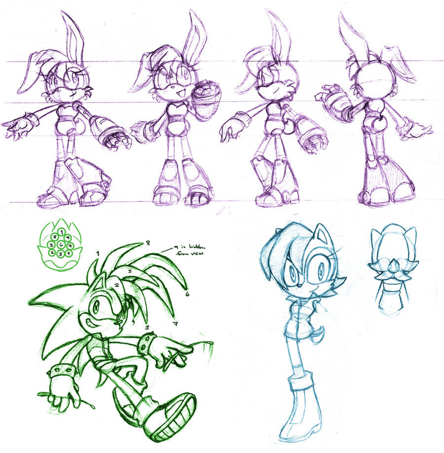 Sonic Prototype Rabbit Design #349070 - safe, artist:kjbionicle, bunnie rabbot (sonic), manic the ...