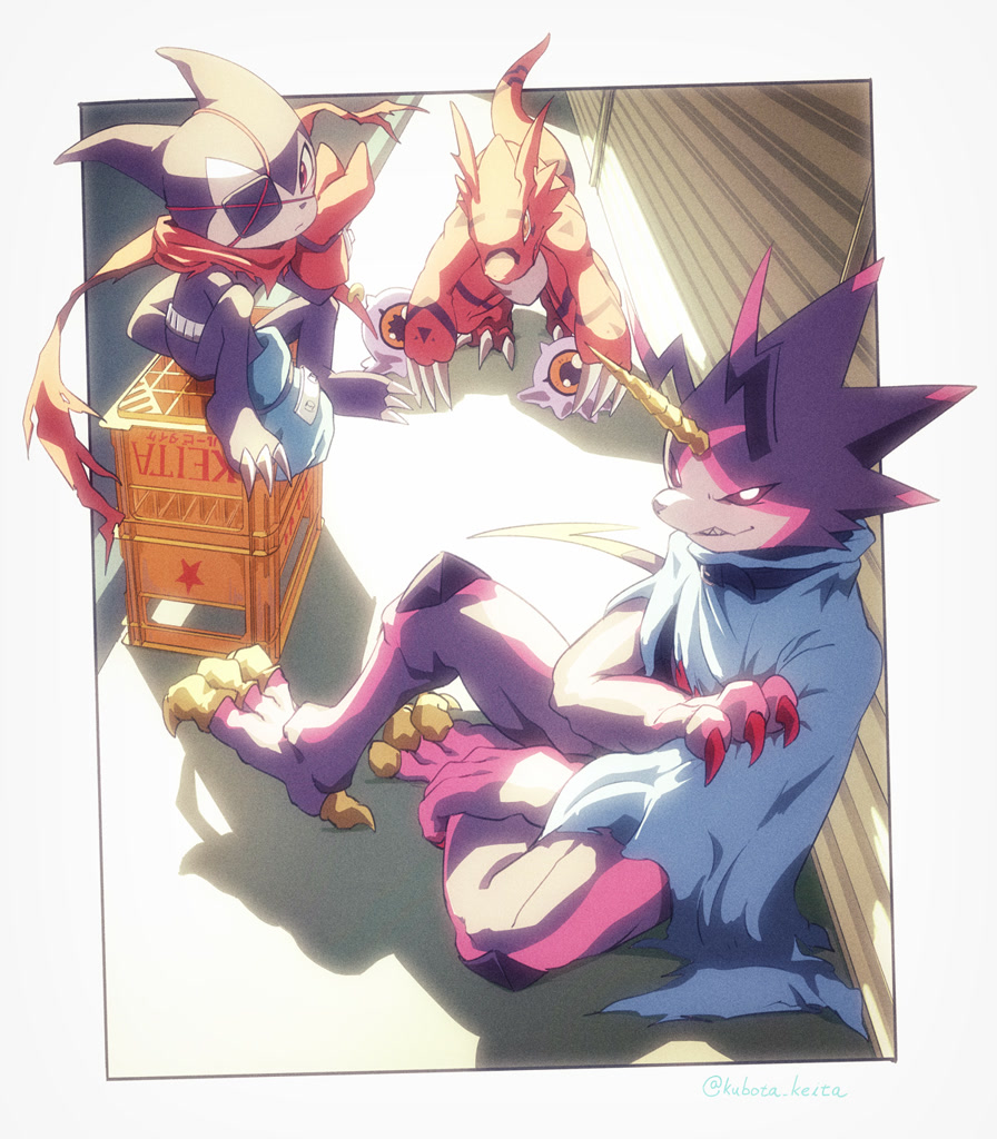 #437194 - safe, artist:kubota_keita, fictional species, guilmon ...