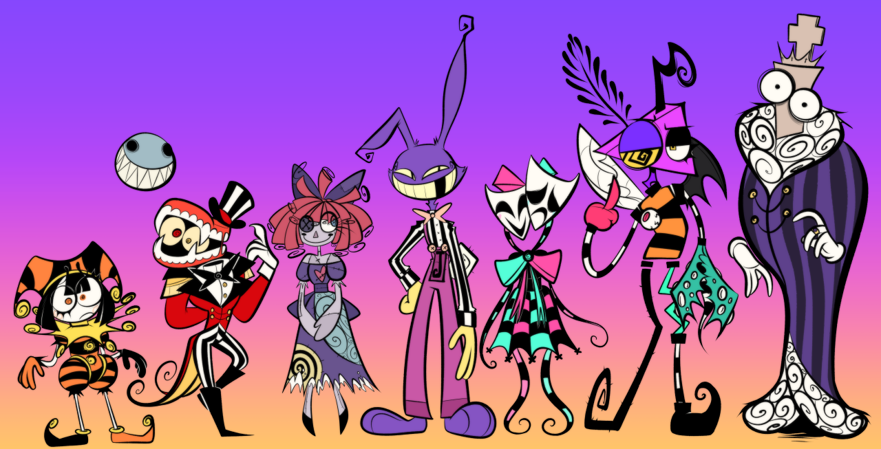 475628 - safe, artist:puddingandp1, bubble (the amazing digital circus),  caine (the amazing digital circus), gangle (the amazing digital circus),  jax (the amazing digital circus), kinger (the amazing digital circus),  pomni (the amazing