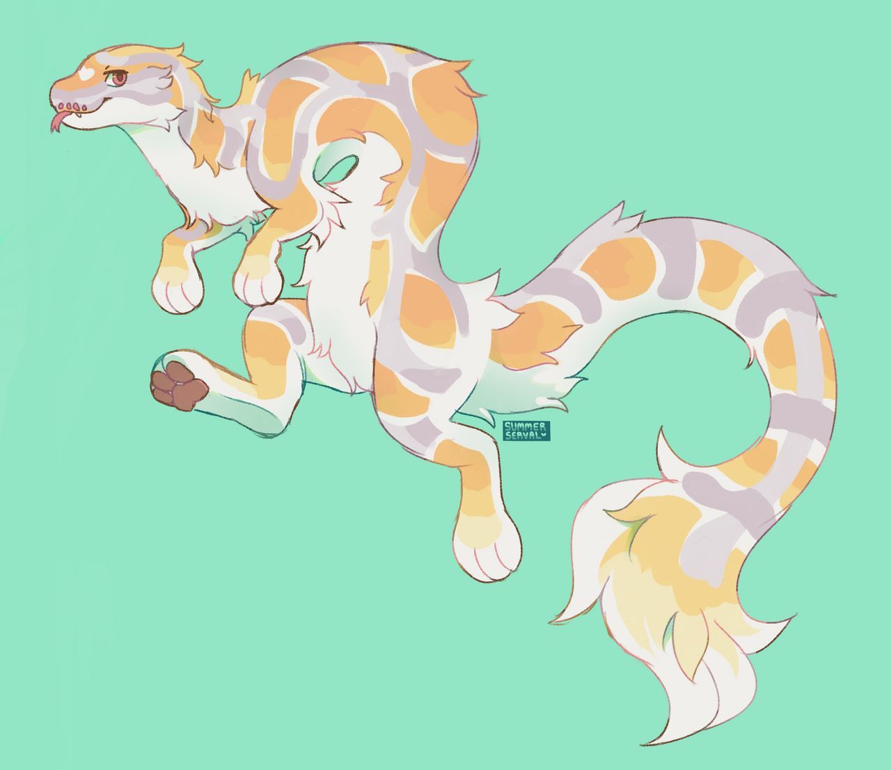 Serval Python Snake #43067 - safe, artist:summerserval, feline, hybrid, mammal, python ...