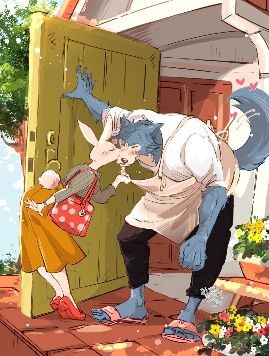 #196870 - safe, artist:miizzeee, haru (beastars), legoshi (beastars ...