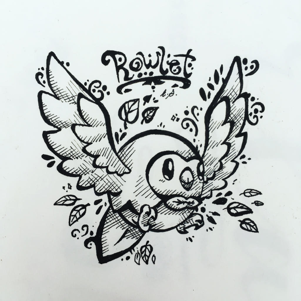 Flying Ink #201483 - safe, artist:typh, fictional species, rowlet, feral, nintendo ...