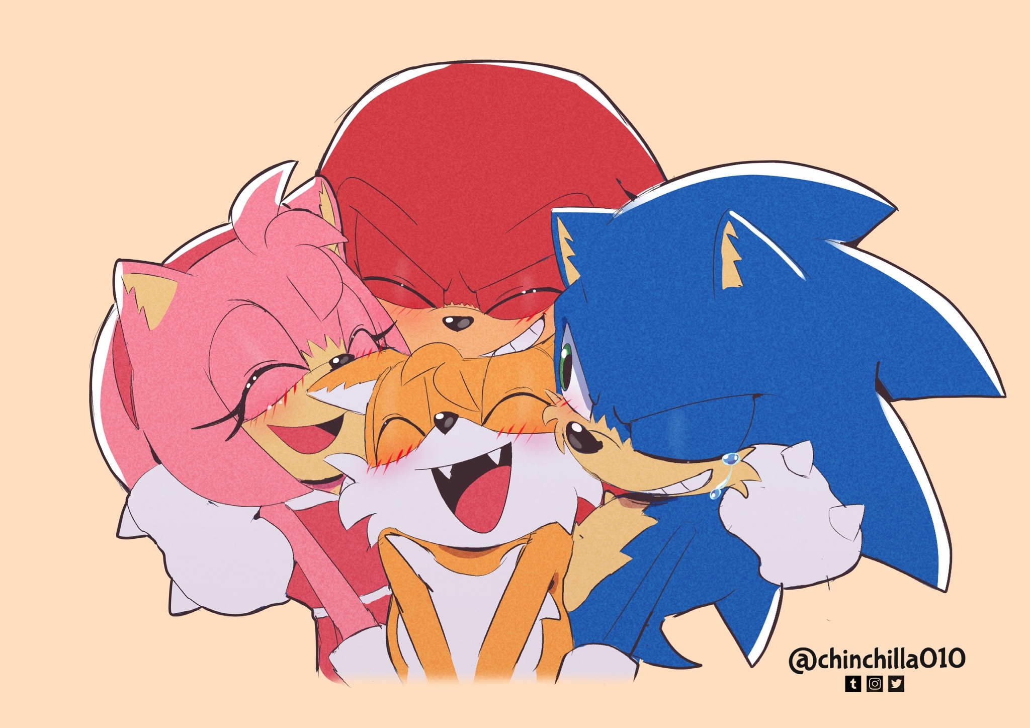 sonic the hedgehog, amy rose, and dark sonic (sonic) drawn by chinchila010