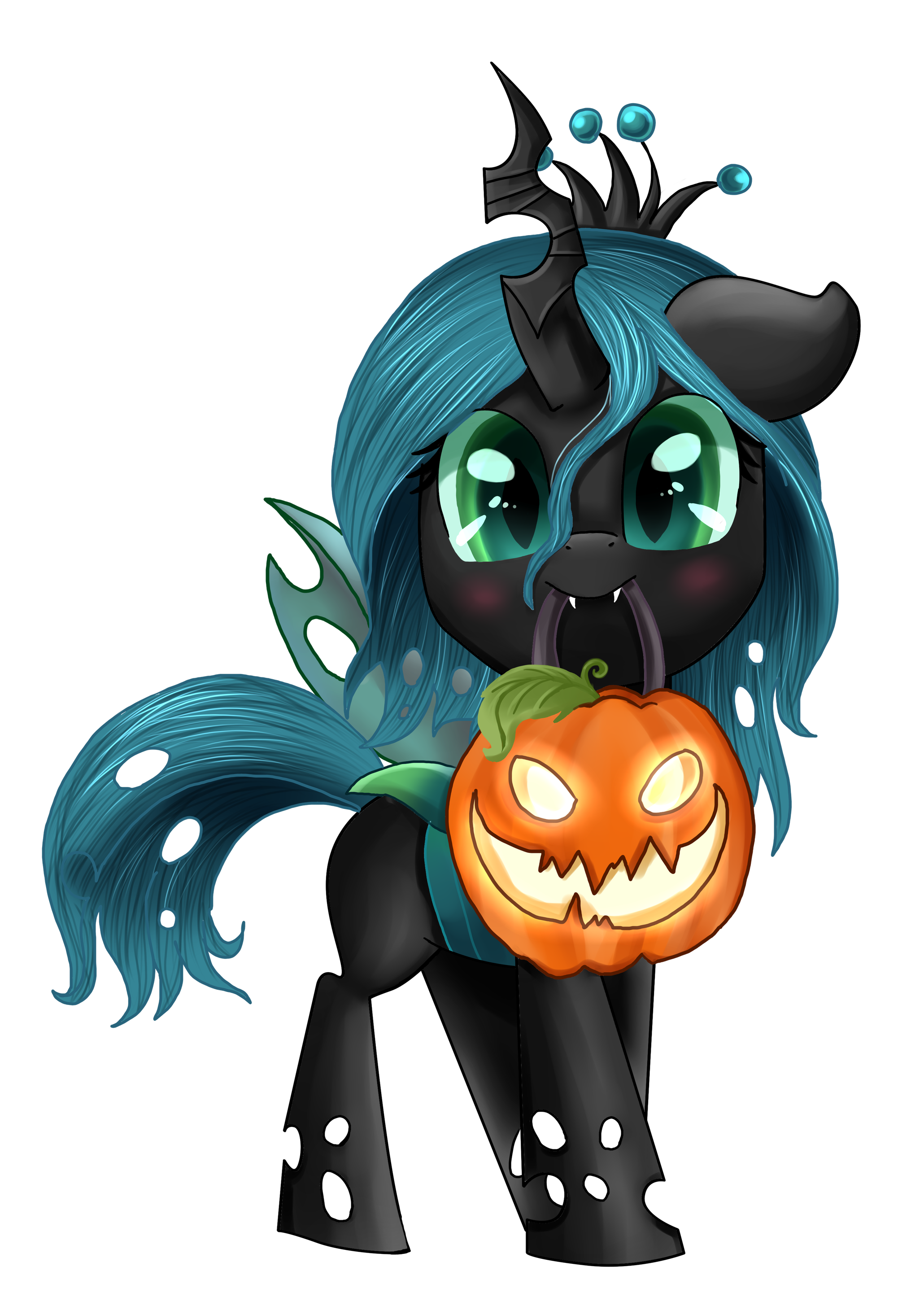 164767 - safe, artist:pridark, queen chrysalis (mlp), arthropod,  changeling, changeling queen, equine, fictional species, feral, friendship  is magic, hasbro, my little pony, 2013, 2d, cute, female, filly, foal,  halloween, holiday, looking at