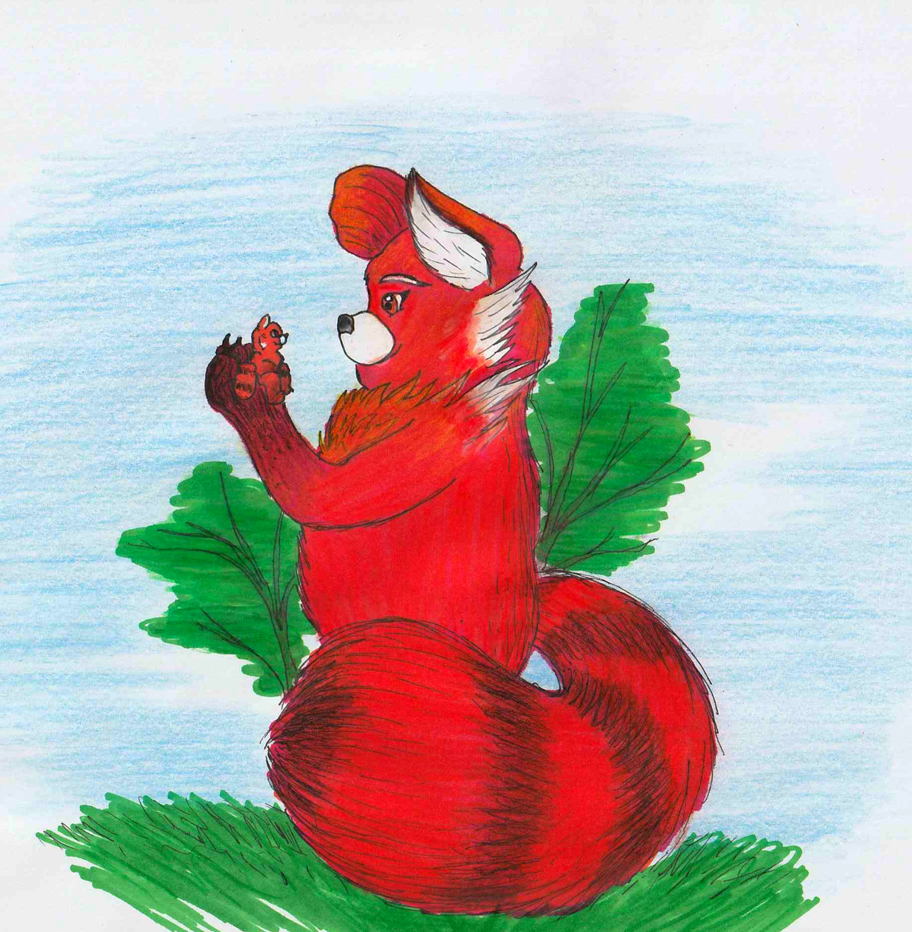 168275 - safe, artist:queenfisher1, mei lee (turning red), mammal, red panda,  anthro, disney, pixar, turning red, 2022, female, macro/micro, ming lee (turning  red), size difference - Furbooru