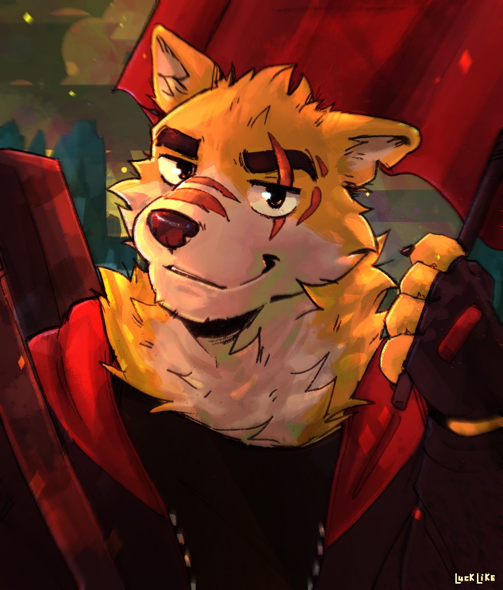 Cooper Rtf Smiling #401154 - safe, artist:luck_like, canine, mammal, wolf, anthro, cooper ...